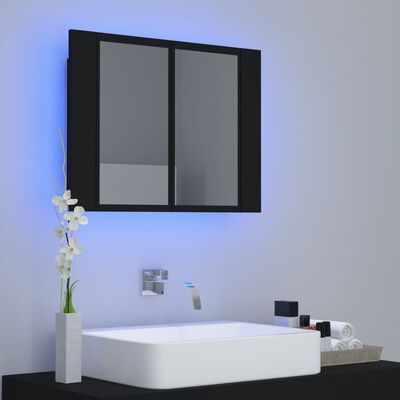 vidaXL LED Bathroom Mirror Cabinet Black 60x12x45 cm
