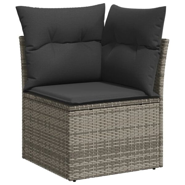 vidaXL 12 Piece Garden Sofa Set with Cushions Grey Poly Rattan