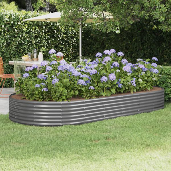 vidaXL Garden Raised Bed Galvanised Steel 296x140x36 cm Grey