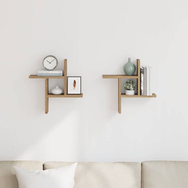 vidaXL Wall Shelves 2 pcs Artisian Oak 38x12x38 cm Engineered Wood