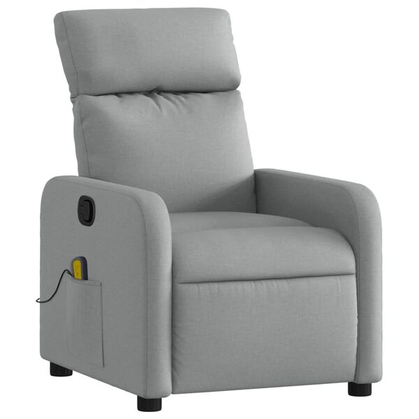 vidaXL Massage Recliner Chair Light Grey Fabric