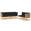 vidaXL 5 Piece Garden Lounge Set with Cushions Solid Wood Pine