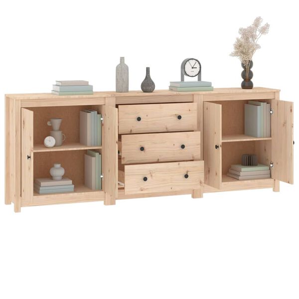 vidaXL Sideboard 210x35x80 cm Solid Wood Pine