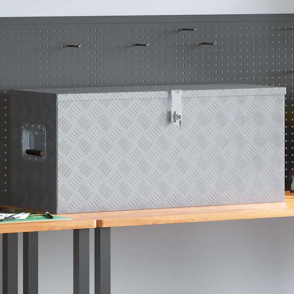 vidaXL Aluminium Box 90.5x35x40 cm Silver