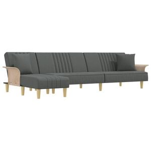 vidaXL L-shaped Sofa Bed Dark Grey 279x140x70 cm Fabric