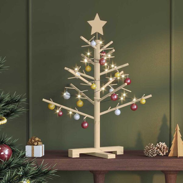 vidaXL Wooden Christmas Tree with Stand Natural 75 cm Solid pine wood