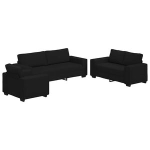 vidaXL 3 Piece Sofa Set with Cushions&nbsp;Black Fabric