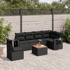 vidaXL 7 Piece Garden Sofa Set with Cushions Black Poly Rattan