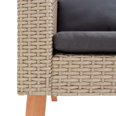 vidaXL Single Garden Sofa with Cushions Poly Rattan Beige