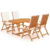 vidaXL 5 Piece Garden Dining Set with Cushions Solid Teak Wood