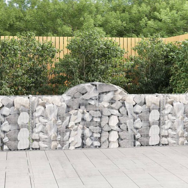 vidaXL Arched Gabion Baskets 2 pcs 200x30x80/100 cm Galvanised Iron