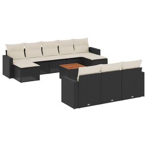 vidaXL 11 Piece Garden Sofa Set with Cushions Black Poly Rattan