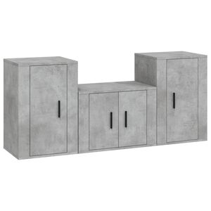 vidaXL 3 Piece TV Cabinet Set Concrete Grey Engineered Wood
