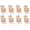 vidaXL Reclining Garden Chairs with Cushions 8 pcs Solid Teak Wood