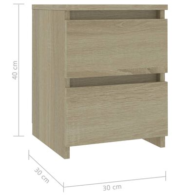 vidaXL Bedside Cabinets 2 pcs Sonoma Oak 30x30x40 cm Engineered Wood