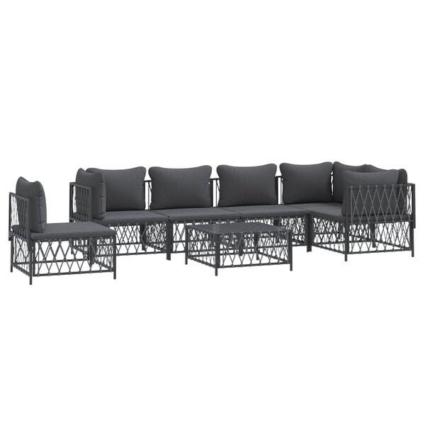 vidaXL 7 Piece Garden Lounge Set with Cushions Anthracite Steel