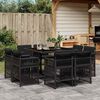 vidaXL 9 Piece Garden Dining Set with Cushions Black Poly Rattan