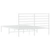 vidaXL Metal Bed Frame without Mattress with Headboard White 135x190cm