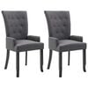 vidaXL Dining Chairs with Armrests 2 pcs Dark Grey Fabric