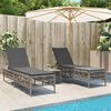 vidaXL Sun Loungers 2 pcs with Table Grey Poly Rattan