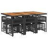 vidaXL 11 Piece Garden Dining Set with Cushions Black Poly Rattan