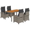 vidaXL 5 Piece Garden Dining Set with Cushions Grey Poly Rattan