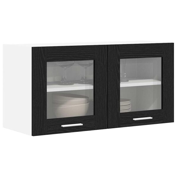 vidaXL Hanging Cabinet Riga Black Oak and White 80 x 31 x 40 cm