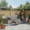 vidaXL 4 Piece Garden Lounge Set With Cushions Poly Rattan Grey