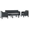 vidaXL 4 Piece Garden Lounge Set with Cushions PP Rattan Anthracite
