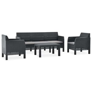 vidaXL 4 Piece Garden Lounge Set with Cushions PP Rattan Anthracite