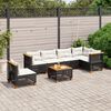 vidaXL 7 Piece Garden Sofa Set with Cushions Black Poly Rattan