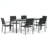 vidaXL 7 Piece Garden Dining Set Poly Rattan and Steel