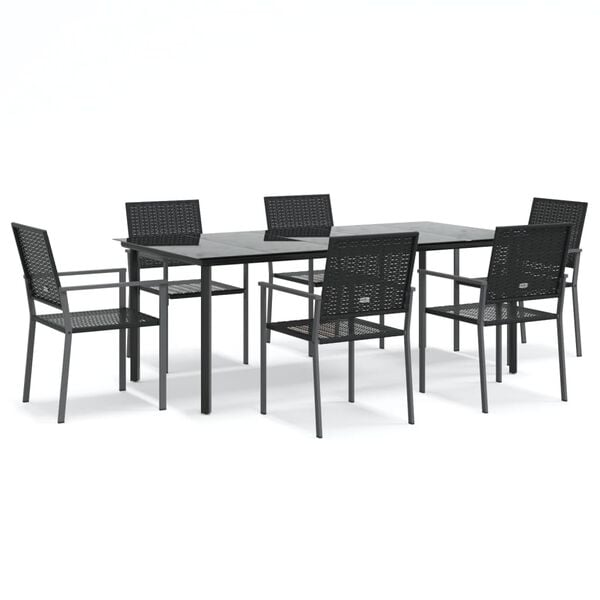 vidaXL 7 Piece Garden Dining Set Poly Rattan and Steel