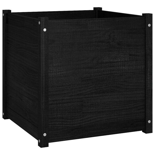 vidaXL Garden Planter Black 60x60x60 cm Solid Pinewood
