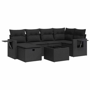 vidaXL 6 Piece Garden Sofa Set with Cushions Black Poly Rattan