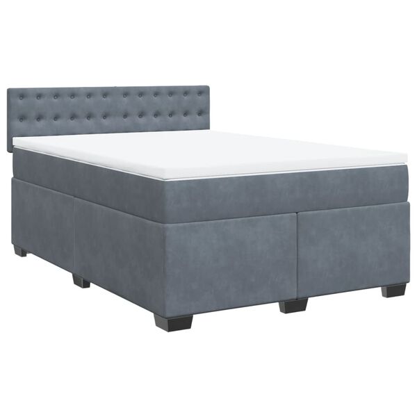 vidaXL Box Spring Bed with Mattress Dark Grey Double Velvet