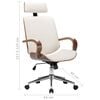 vidaXL Swivel Office Chair with Headrest Cream Faux Leather and Bentwood