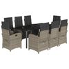 vidaXL 9 Piece Garden Dining Set with Cushions Grey Poly Rattan