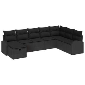 vidaXL Sofa Set with Cushion with Storage Manual Black Poly Rattan