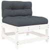 vidaXL Middle Sofa with Cushions White Solid Wood Pine