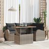 vidaXL Garden Sofa Set with Storage 5 pcs Grey Poly rattan