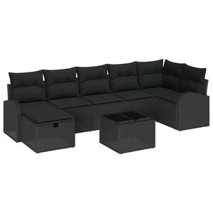 vidaXL Sofa Set 8 pcs Black Poly Rattan