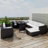vidaXL 10 Piece Garden Lounge Set with Cushions Poly Rattan Black