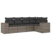 vidaXL 5 Piece Garden Sofa Set with Cushions Grey Poly Rattan