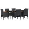 vidaXL 7 Piece Garden Dining Set with Cushions Black