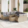 vidaXL 9 Piece Garden Sofa Set with Cushions Beige Poly Rattan