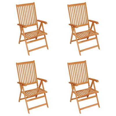 vidaXL Garden Chairs 4 pcs with Anthracite Cushions Solid Teak Wood