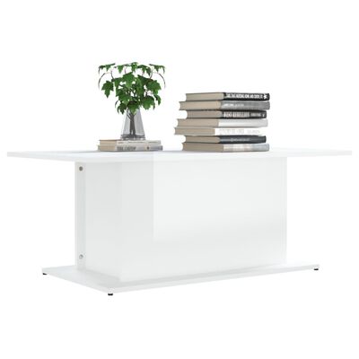 vidaXL Coffee Table High Gloss White 102x55.5x40 cm Engineered Wood