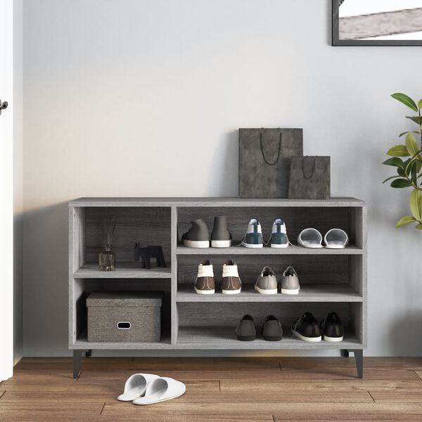 vidaXL Shoe Cabinet Grey Sonoma 102x36x60 cm Engineered Wood