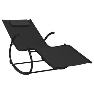 vidaXL Rocking Sun Lounger Black Steel and Textilene